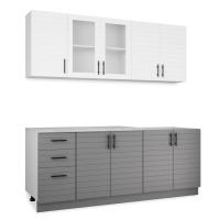 Кухня Комплект №9 Серый камень/ТАЧ БЕЛЫЙ/ТАЧ ГРАФИТ (столеш Этория без мойки)