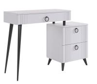 Ева Туалетный столик (с тумбой)/Белое дерево/Белый матовый