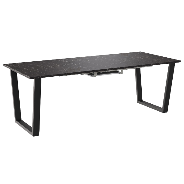 Стол АТЛАНТ 09 1620(+600)*950, ЛДСП EGGER:Камень черный/опора Атлант 1,4 металл(Черный мат)