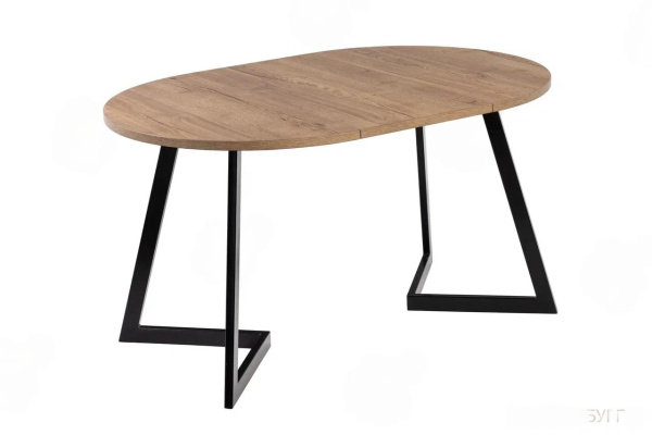 Стол РИМ D-1050(+450), ЛДСП EGGER: Дуб Галифакс Табак/опора Гермес металл (черный матовый)