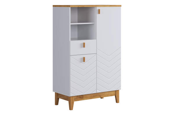 Комод 2 Хюгге белое дерево/дуб крафт золотой/белый матовый