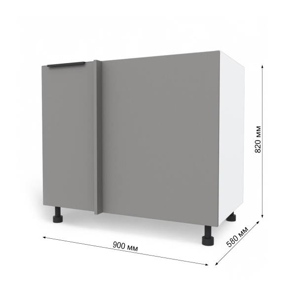КАТАНИЯ  Стол угловой под мойку 900 Белый жемчуг/EVO Тёмно-серый МАТОВЫЙ 