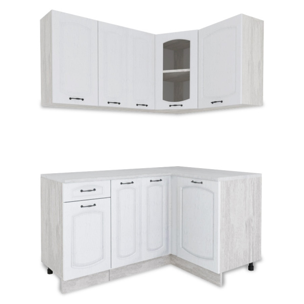 Кухня УГЛОВАЯ  Равенна Сосна лофт / Дуб светлый (столеш Этория, без мойки) 1,5м.