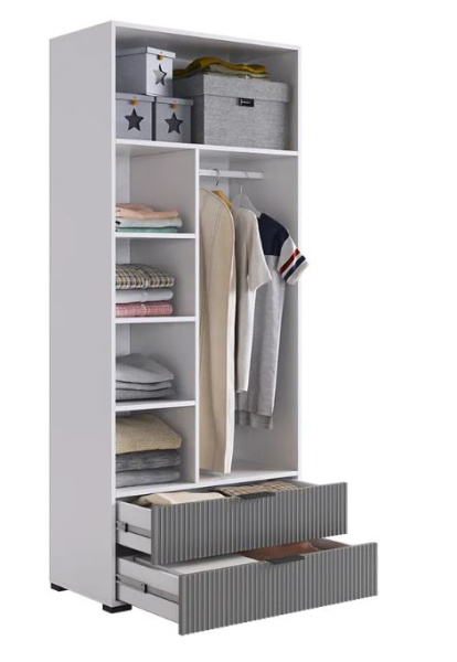 Зефир Шкаф двухдверный 120.01/белое дерево/серый (эмаль)