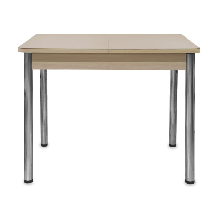 Стол Айсберг-мини СТ,960(1260),ЛДСП Дуб молоч,Стекло Капучино,СОЗВЕЗДИЕ/нога ПРЯМА хром 4