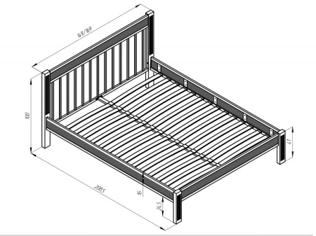 Кровать АГАТА КМД 36 160*200 черный/натуральный (с основанием)