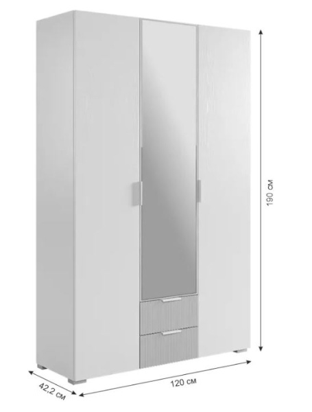 Зефир Шкаф трехдверный 109.02 белое дерево/серый (эмаль)