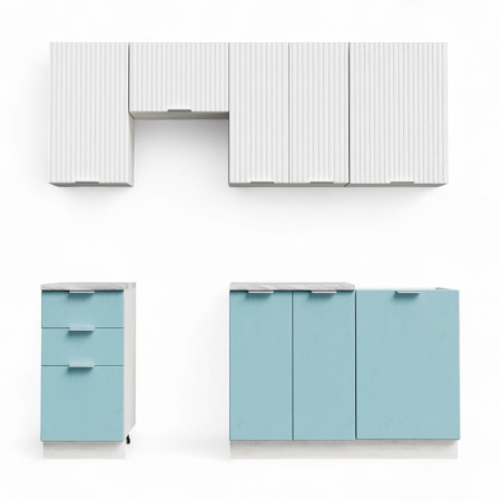 Кухня Самба Сосна Лофт/МДФ Дуб светлый/Дуб бирюза(столеш.Этория+сушка+планка)1,5 м