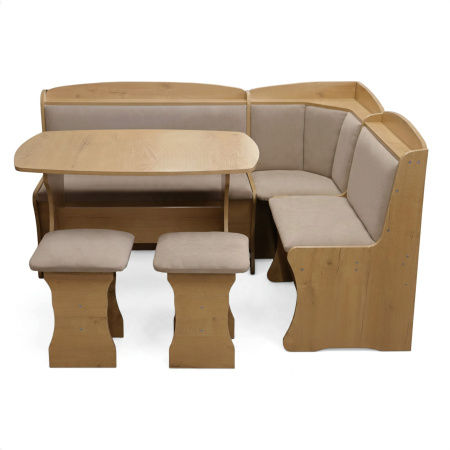 Обеденная группа, Дуб Бунратти  (скамья, стол, табурет), Ткань ESMI 23 