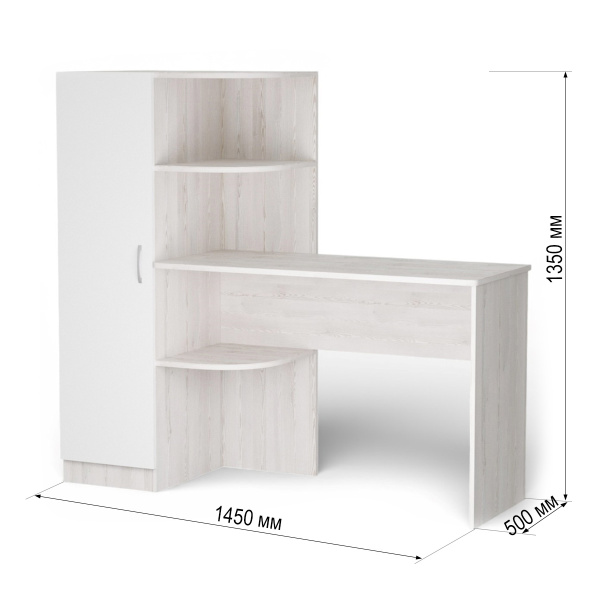 Стол письменный КРИСТИН – 1  Сосна лофт/ Белый  Левый 