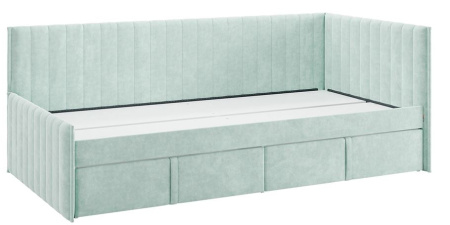 Кровать Твикс (Тахта)  с ящиками 90х200 см мята (велюр)