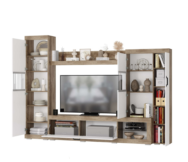 Гостиная Тесла ГС-01 дуб каньон/белый