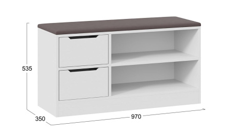 Тумба для обуви Тип 13 белый ясень / велюр серый