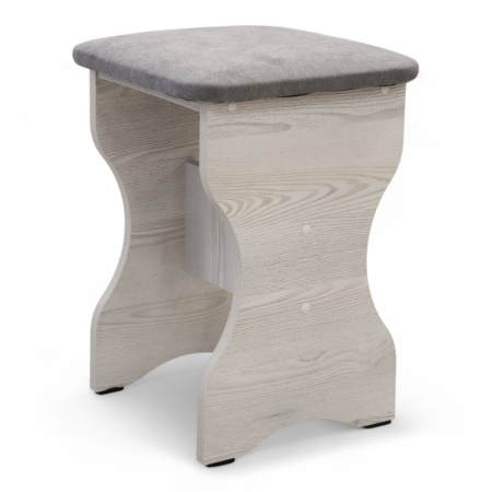 Табурет БН-200 Кожзам Серый/ Сосна Лофт