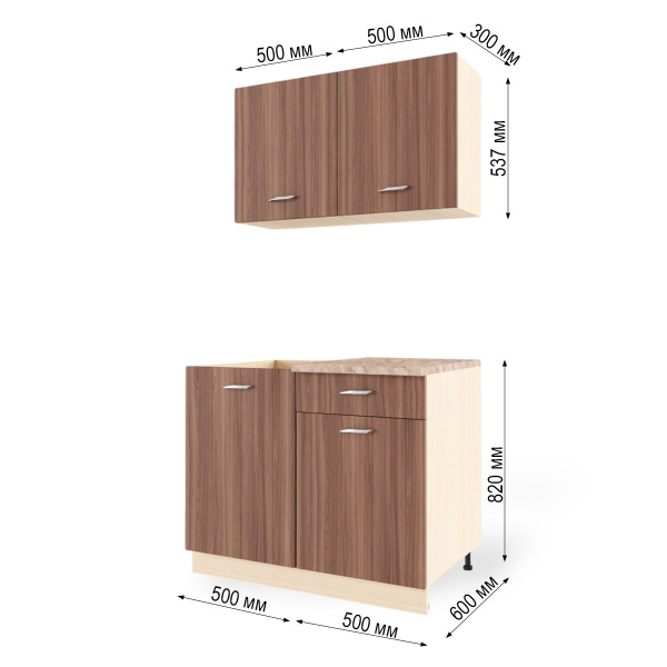 Кухонный гарнитур Даша 1,0м столещник мрамор аргентина