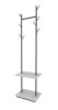 Вешалка Сиэтл напольная Двойная ветка с полкой Бетон пайн Белый/ Черный шелк