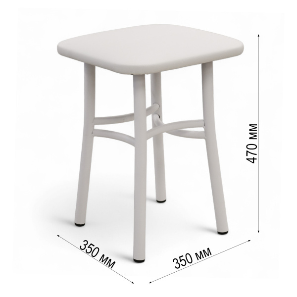 Табурет Классик Кожзам Белый/ Металл Белый