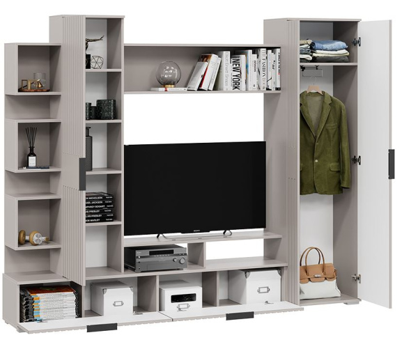 Стенка в гостиную Моника Кашемир/Кашемир Сатин