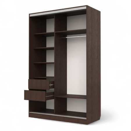Шкаф-купе Клэр 1400х597х2200 с ящ/венге-хром