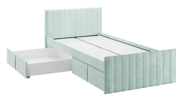 Кровать с ящиками Твикс 90х200 см (мята (велюр))