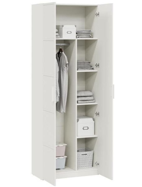 Стелла Шкаф д/одежды /Белый холст/Белый жемчуг