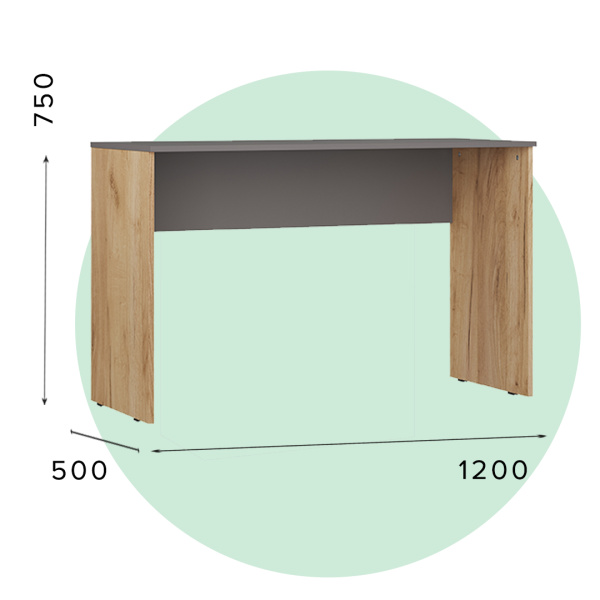 СИТИ Стол письменный СП-15 /Серый графит/ дуб Крафт Зол