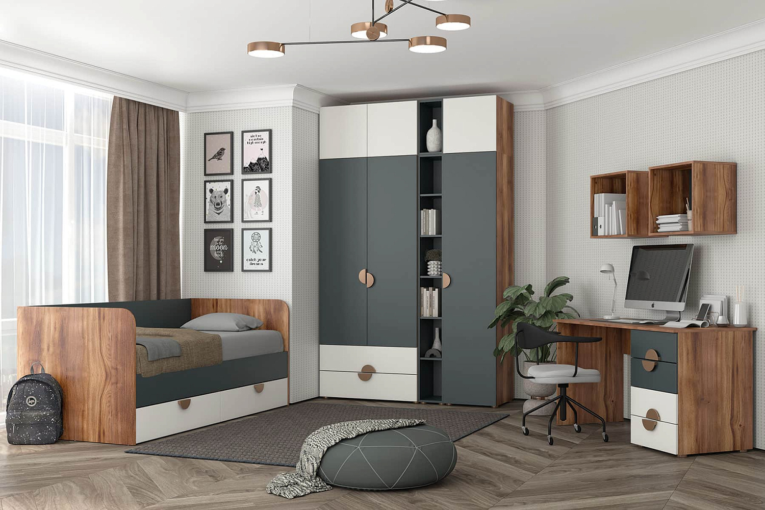 Тризиль Детская 476.06 Стол/Дуб Барокко/зел.камень