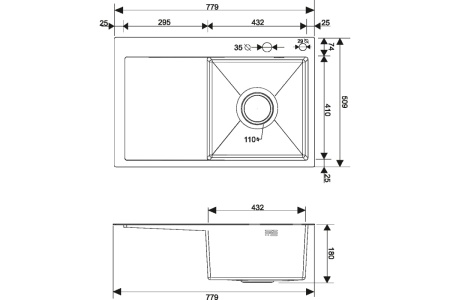 MRK-7851 R Набор 2 в 1 РМС кухонная мойка с левым крылом+дозатор