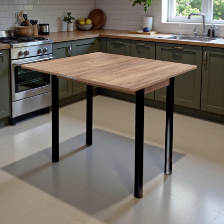 Стол Уют 4 450(+450)*800*750/ ЛДСП Дуб крафт табачн/опора D50 "труба"черный