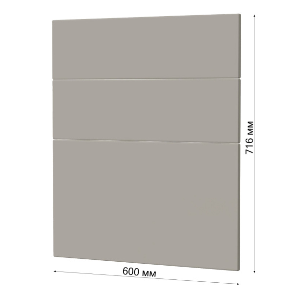 Фасад СЕРЫЙ МАТОВЫЙ 3 ящика 600