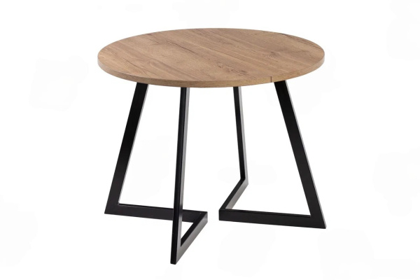 Стол РИМ D-1050(+450), ЛДСП EGGER: Дуб Галифакс Табак/опора Гермес металл (черный матовый)