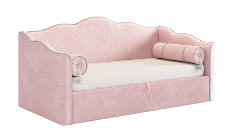 Кровать с подъемным механизмом Лея (Софа) 90х200 (нежно-роз.велюр)галька(велюр)