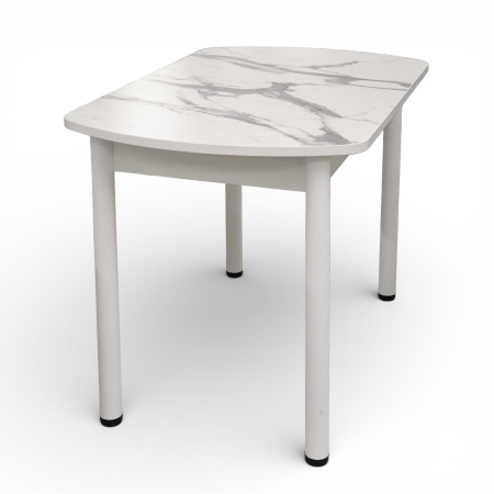 Стол Фаворит 1100*700 Пластик Мрамор белый,(B5)/ЛДСП Белый+опоры(Белый)