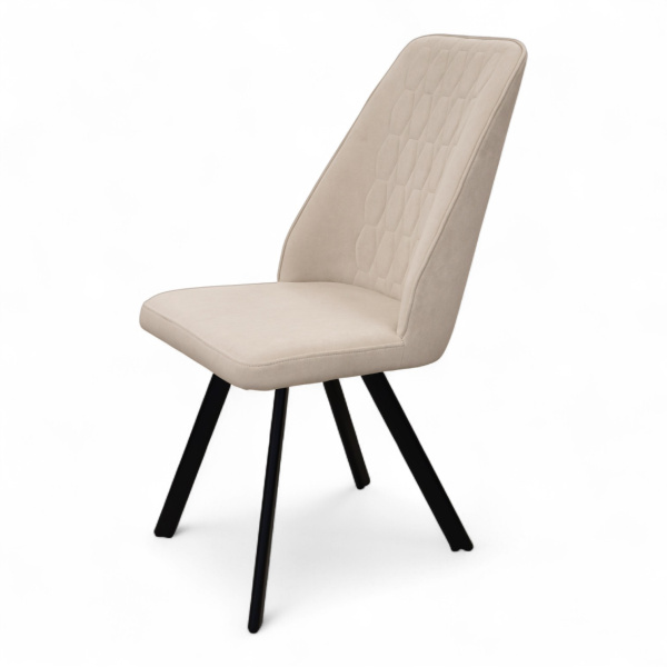 Стул Марсала 2 велюр Бежево- Серый / Черный матовый (Муар)