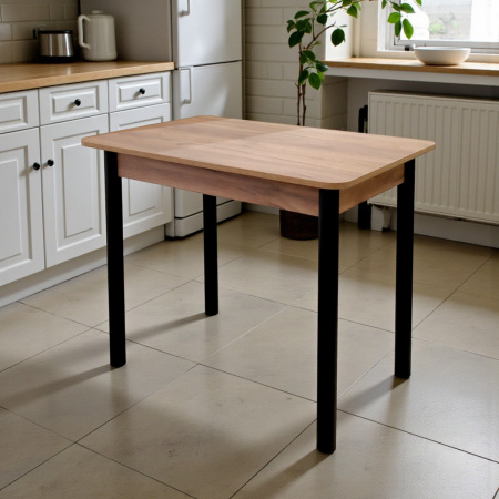 Стол обеденный (900х600х760) Дуб крафт табачный/черный