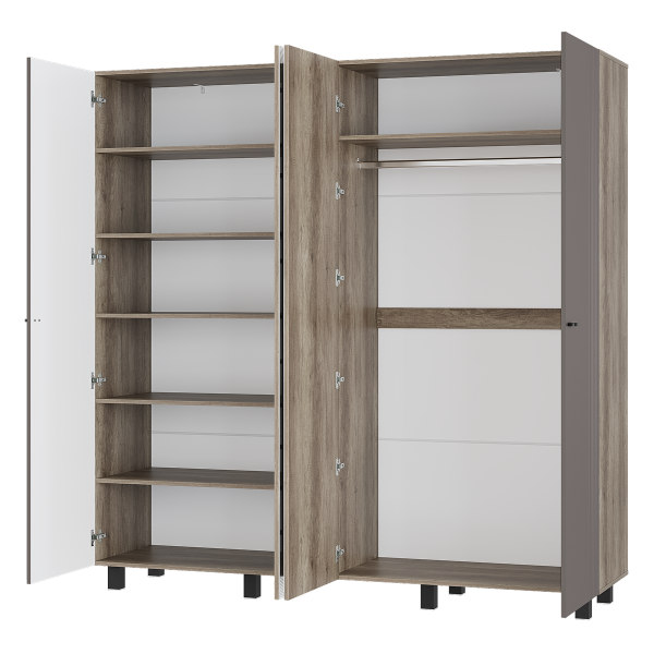 Шкаф 4-х створчатый Олива ШК-13 (2002х2016х514мм) дуб каньон / муссон софт MF14