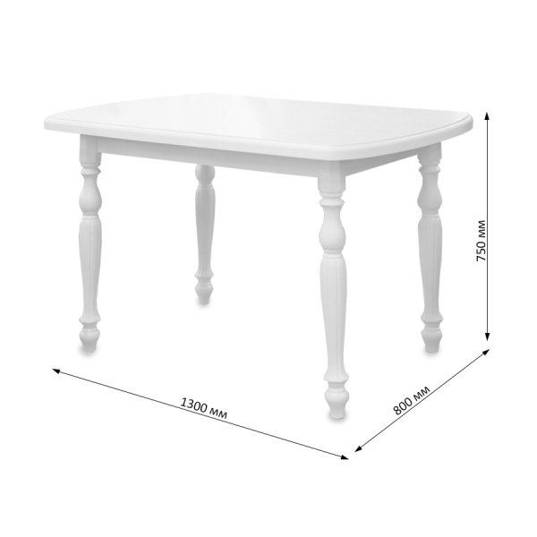Стол СК 120*80, полуовал, Белая эмаль, ножка №1