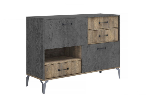 Комод с 3 ящиками Статус дуб самдал/цемент темный