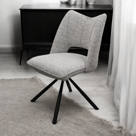 Стул DC-5031 с поворотным механизмом. металл черный, ткань WZ3056-6 Св.серый 