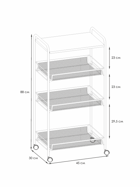 Этажерка "Ладья 34 КС 4секц колес и столик под дер Мет