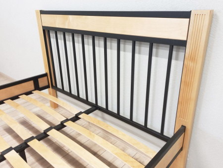 Кровать АГАТА КМД 36 160*200 черный/натуральный (с основанием)