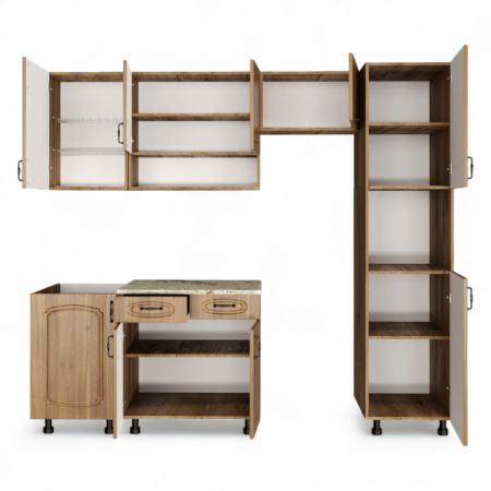 Кухня Комплект №4  Дуб крафт табачн./Орех антик (столеш Версаль+Сушка+планка) 1,8м 